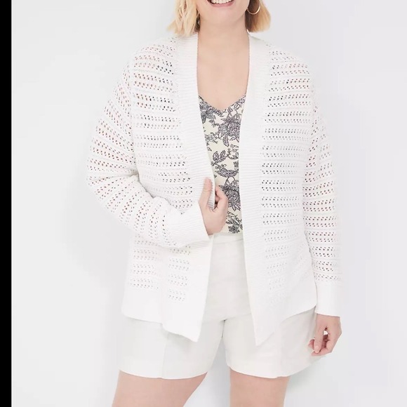 Lane Bryant Sweaters - Lane Bryant Open Front Stitch Cardigan Long Sleeve Summer Coastal Beach 14-16